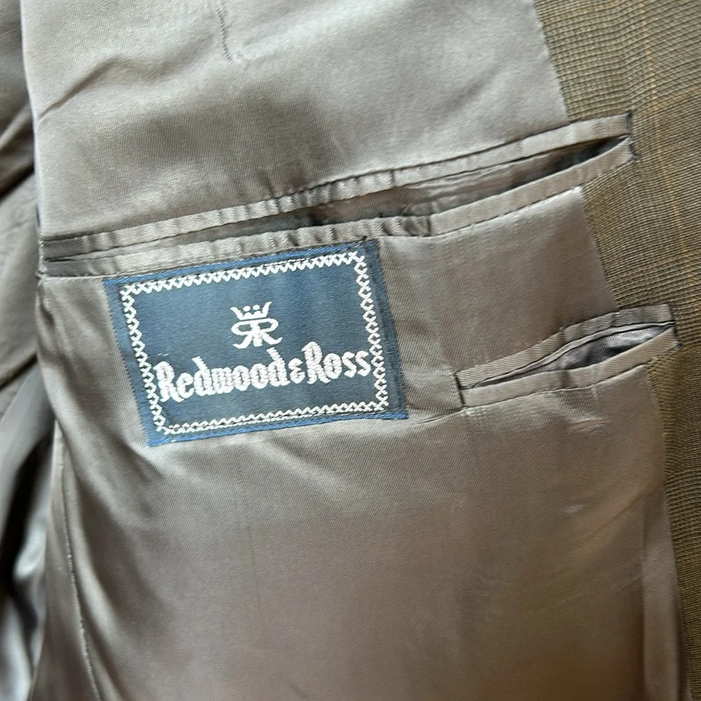 Burberry Brown Plaid Suit Coat Super 100’s Wool‎ Luxury Business Office XXL/48